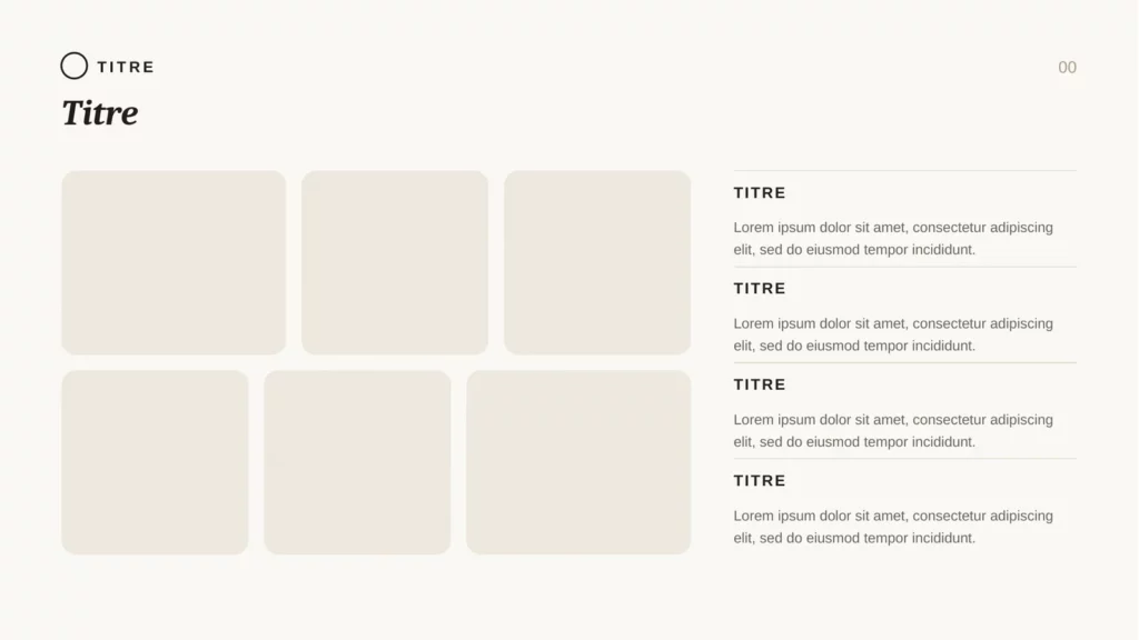 Template PowerPoint AUREA — layout grille et textes