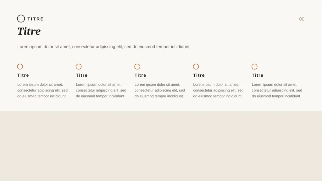 Template PowerPoint AUREA — layout cinq colonnes